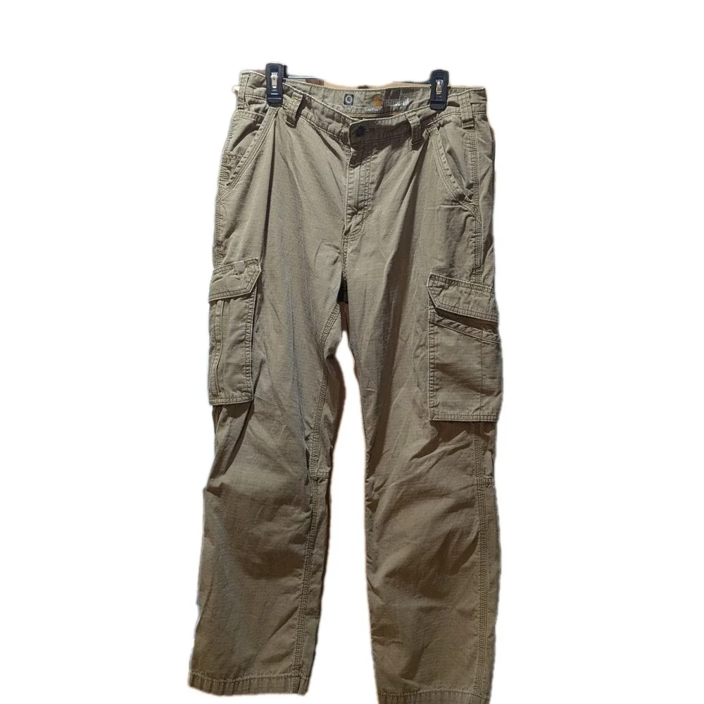 Carhartt Force Relaxed Fit Ripstop Cargo Work Pants Men 38 x 32 Tan Heavy Cotton